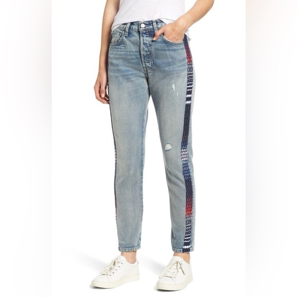 Levi's Made and Crafted Skinny High Rise Embroidered Jeans - Picture 1 of 12